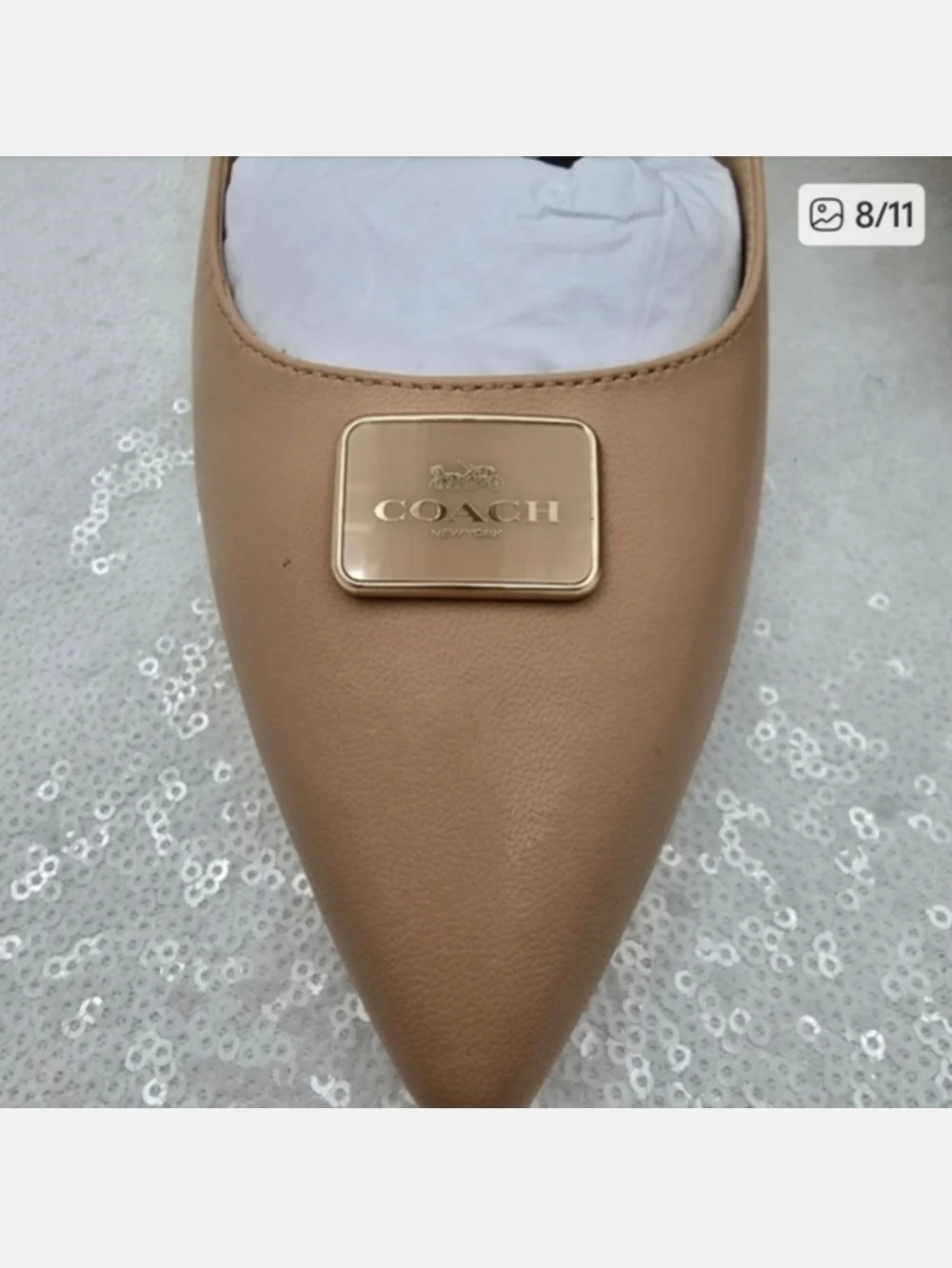 Coach Jillian Classic Slingback Low Heel Closed Toe Neutral Color Women's 10